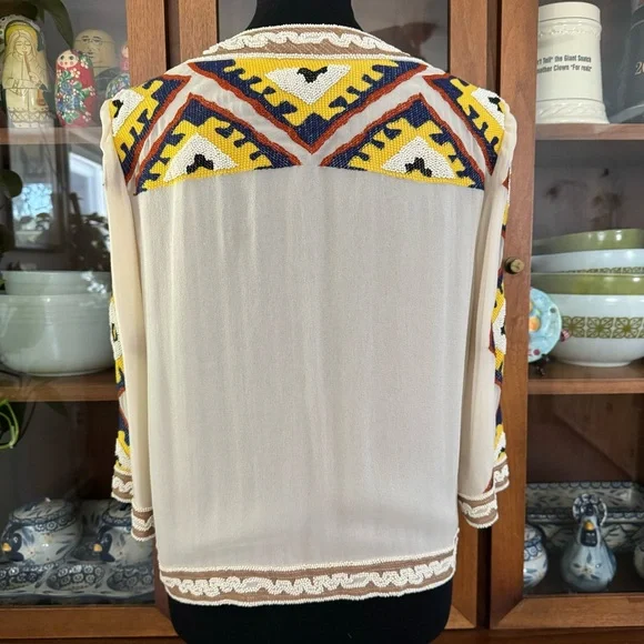 Diane von Furstenberg Beaded Cropped Silk Dinner Jacket - Picture 12 of 12